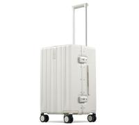 Hanke Premium Zipperless Carry-On Luggage, Aluminum Frame Hard Shell PC Suitcase with TSA Lock, Water-Resistant, 8 Quiet Spinner Wheels for Short Business Trips & Weekend Getaways, White, 22 Inch