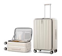 Hanke Suitcase Luggage Hard Shell Suitcase 26 Inch Large Suitcase 4 Wheels Hand Luggage, Checked in Lightweight Travel Suitcase Aluminum with TSA Locks & Front Opening- Ivory White