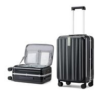 Hanke Suitcase Medium 24 Inch Front Opening Hand Luggage Hard Shell Suitcase with Lock and 4 Dual Spinners Suitcases with Wheels for Women Men,Black