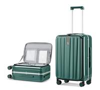 Hanke Suitcase Medium 24 Inch Front Opening Hand Luggage Hard Shell Suitcase with Lock and 4 Dual Spinners Suitcases with Wheels for Women Men,Blackish Green