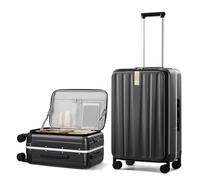 Hanke Suitcases Luggage Hard Shell Suitcase Medium Suitcase 4 Wheel Hand Luggage, Lightweight Suitcase Medium Size 24 Inch Checked in Aluminum Suitcase with TSA Locks & Front Opening,Black