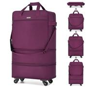 Hanke Suitcases with Wheels Expandable Foldable Luggage Bag Suitcase Collapsible Rolling Travel Bag Duffel Bag for Men Women Lightweight Suitcases Without Telescoping Handle, Purple Upgrade Version
