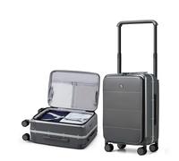 Hanke Top Open 20 Inch Cabin Suitcase Hard Shell Suitcase with Wheels Wide Handle Carry On Luggage Aluminum for Travel Hand Luggage,Graphite Grey