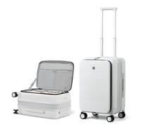 Hanke Top Open Expandable 20 Inch Cabin Suitcase Hard Shell Suitcase with Wheels Front Opening Suitcase Carry On Luggage for Travel Hand Luggage,Smoke White