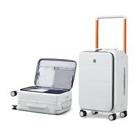 Hanke Top Open Luggage 20 Inch Carry On Luggage 24 Inch Checked Luggage with Spinner Wheels PC Hard Shell Suitcases TSA Luggage Travel Rolling Bag for Women Men, Smoke White, Expandable 28 Inch, Top