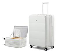 Hanke Top Open Luggage Suitcases with Wheels, PC Hardside Luggage for Travel, Smoke White, Expandable 28 Inch, Top Opening Travel Luggage