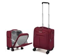 Hanke Underseat Cabin Suitcase 16 inch Carry on Suitcase Underseat Cabin Bag Lightweight Soft Shell Suitcases 4 Spinner Wheels Hand Luggage Flight Bag for Airlines Easyjet RyanAir, Burgundy