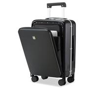 Hanke Upgrade Cabin Suitcase Spinner Wheels hardside Suitcase Hand Luggage, 20 Inch Cabin Bag Suitcase with Front Laptop Pocket & TSA Lock,Rolling Luggage Travel Suitcase, Jet Black