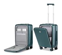Hanke Upgrade Carry On Luggage Airline Approved with Spinner Wheels, Upright 20" PC Hard Case Suitcases with Front Laptop Pocket & TSA Lock,Rolling Luggage for Business and Travel, Blackish Green