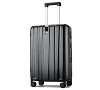 Hanke Upgrade Luggage Suitcase Medium Size Cabin Suitcase Spinner Suitcase Lock with Wheels Lightweight PC Hard Shell Rolling Suitcase, Checked-24-Inch(Black)
