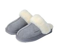 Hankers Sheepskin Slippers for Women, Australian Genuine Sheepskin Slipper Ladies (Grey, Adult, Women, 6, Numeric, UK Footwear Size System, Medium)