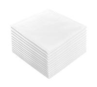 HankieWorld Mens White Handkerchief with Stripe,16" by 16” Soft Hankies, White 12, 16'' x 16''
