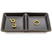 HANKOR Ceramic Jewelry Dish Tray, 2 Compartment Ring Dish, Decorative Trinket Tray for Rings, Earrings, Keys, Birthday Christmas Gifts, Black