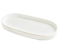 HANKOR Oval Ceramic Bathroom Tray, White with Gold Trim, 10x5 Inches, Perfect for Countertop, Vanity, Dresser Tops, Kitchen Sink, Gift