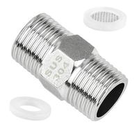 hankousi 1/2 Inch Stainless Steel Male Threaded Adapter Kit, Includes 1 Double Nipple Connector, 1 White Filter & 1 Rubber Washer, Ideal for Shower Hose Extensions & Plumbing Repairs