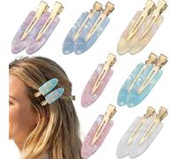 hankousi 12Pcs No Bend Hair Clips, Creaseless Acrylic Duckbill Hair Clips for Styling with Flat Design for Women & Teens (Colorful)