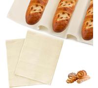 hankousi 2Pcs Linen Cloth Bread Baking, 75 x 45 cm Medium Premium Baker's Lines Cloth Reusable Bread Proofing for Baguette Sourdough Artisan Loaf