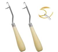 hankousi 2Pcs Wooden Latch Hook Crochet Tool, Curved Crochet Hooks for Rug Making & Carpet Craft (Wood)