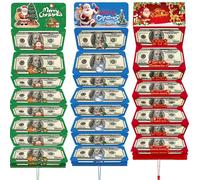 hankousi 3Pcs Christmas Money Folding,Envelope and Red Ribbon Surprise Cash Envelope with 10 Compartments and Santa Claus Christmas Deer