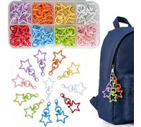 hankousi 40Pcs Mini Star Shaped Key Rings, Stainless Steel Swivel Snap Hooks & Lobster Claw Clasps for DIY, Keys, Backpack & Purse (Colorful)