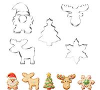 hankousi 5Pcs Christmas Cookie Cutters,Stainless Steel Openwork for Baking Christmas Tree Santa Reindeer Snowflake Shape Biscuits Cookies Cake Decorations