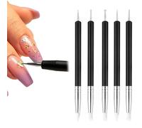 hankousi 5Pcs Silicone Brushes Set, Double-Ended Nail & Modelling Tools Black Clay Sculpting & Gel Nail Art Brushes for DIY Design