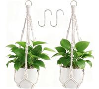 hankousi Pack of 2 Macrame Plant Hangers with Hooks, 51.5cm Breathable Hanging Baskets for Flower Pots, Boho Style Indoor Outdoor Wall Decoration for Garden, Balcony, Living Room