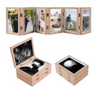 HANKRSSTOP 6-folding Hinged Picture Frames, 5x7 Inch High Definition Natural Wood Picture Frame, Folding Picture Frame, Rustic Desktop Acrylic Frame, Family Photo Collage for Mother's Day,Christmas