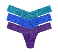 hanky panky 3PK LOW RISE THONGS IN POLYBAG, Tidal Teal, Casis, Bold Blue, One size