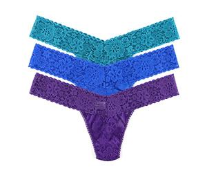 hanky panky 3PK LOW RISE THONGS IN POLYBAG, Tidal Teal, Casis, Bold Blue, One size