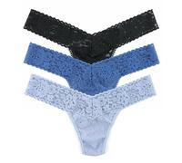 hanky panky, Daily Lace 3 Pack Low Rise Thongs, Black, Grey Mist, Storm Cloud