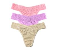 hanky panky ORG THG 3PK PRNT BOX, Pink Lady/Viola Purple/Sand, One size