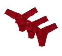 Hanky Panky Original Rise Thong Regular Fit Stretch Lace Signature Lace Thong Pack of 3, red, Einheitsgröße Große Größen