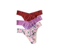 hanky panky, Signature Lace Original Rise Thong 3 Pack, One Size (4-14), Merlot, One size