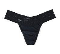 Hanky Panky Supima Cotton Low Rise Thong with Lace - Black