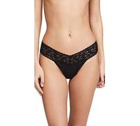 Hanky Panky Supima Cotton Original Rise Thong with Lace - Black