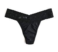 Hanky Panky Supima Cotton Original Rise Thong with Lace - Black