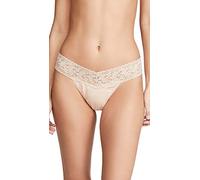Hanky Panky Supima Cotton Original Rise Thong with Lace - Chai