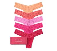 Hanky Panky Women's Signature Lace Original Rise Thong 5-Pack, Florence/Corageous Coral/Enchanted Rose/Intuition Pink/Evening Pour