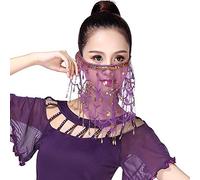 Hankyky Dance Face Veil Ladies Belly Dancer Sequins Tassels Face Veil Costume Accessory