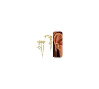 HANLI 14K Gold Plated Ear Cuff Non-Piercing Clip On Earrings for Women Hypoallergenic Star Drop Chain Cartilage Earring Dainty Jewellery Gifts for Her