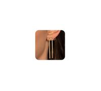 HANLI Gold Bow Chain Earrings for Women Hypoallergenic 14K Gold Plated Drop Dangle Dainty Earring Trendy Simple Jewelry