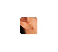 HANLI Gold Bow Stud Earrings for Women Hypoallergenic 14K Gold Plated Small Tiny Cute Dainty Earring Trendy Simple Jewelry