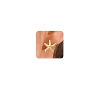 HANLI Gold Earrings for Women Trendy S925 Sterling Silver Post Starfish Stud Earring Dainty Lightweight Minimalist Simple Seashell Summer Beach Themed Hypoallergenic Jewelry