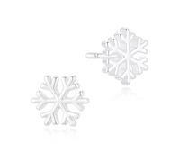 HANLI Sterling Silver Snowflake Stud Earrings Hypoallergenic Simple Winter Christmas Jewellery Gifts