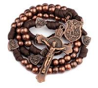 HanlinCC Large Metal Beads Saint Michael Catholic Paracord Rosary for Men
