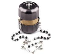 HanlinCC St.Michael Catholic Rosary Hematite Stone Beads with Gift Box