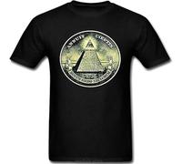 HANLINMY Designer T Shirt Men Illuminati All Seeing Eye Pyramid Dollar Freemason God Round Neck Short Sleeve T-Shirts Black 3XL