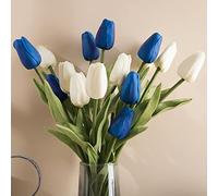 hanlongyu 20 Pcs Tulips Artificial Flowers for Table Decor, Fake Artificial Bouquets, Realistic Tulips Flowers Decor for Wedding Party Office Kitchen Home Decor