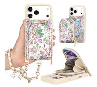 Hanman Magnetic Case with Card Holder Wallet for iPhone 17 Pro Max,2-in-1 Detachable PU Leather Case with Card Holder Purse & Wrist Strap,RFID Blocking,4 Card Slot and 2 Cash Compartment-Purple Fig